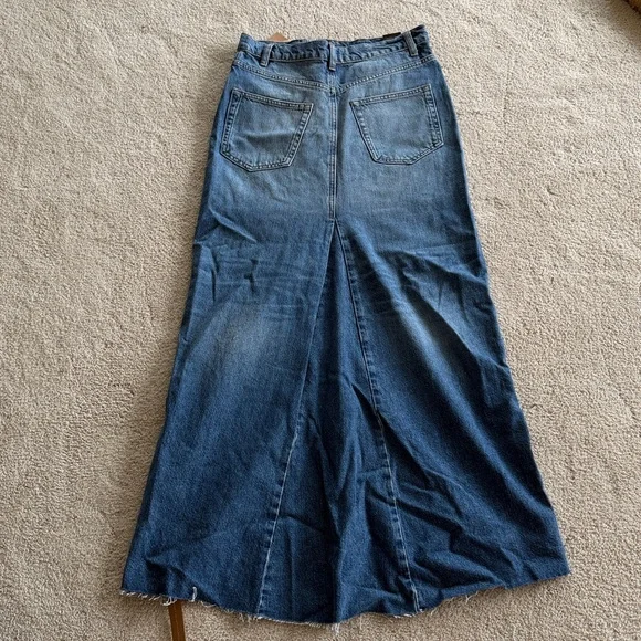 NWT Reformation Tazz Maxi Denim Skirt Hemlock Size 27